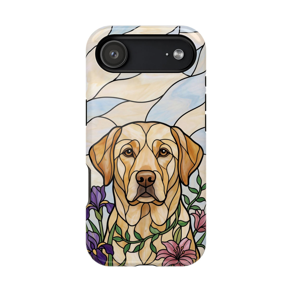 Floral Stained Glass Labrador Phone Case — Tough Magnetic Case with Wireless Charging