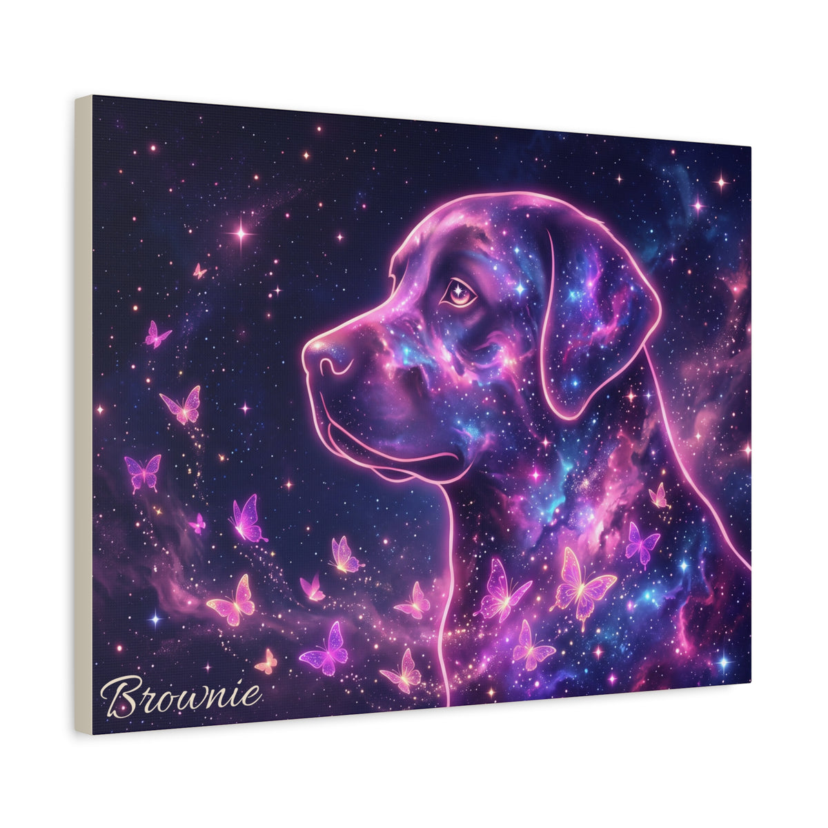 Labrador Personalized Canvas | Cosmic Galaxy Butterfly Wall Art