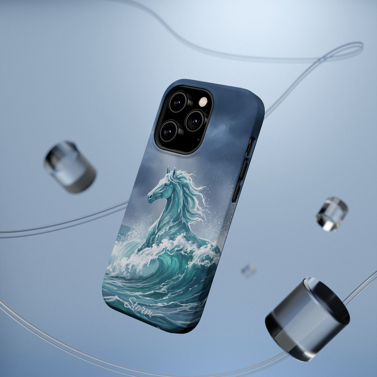 Personalized Ocean Wave Horse Phone Case — Tough Magnetic Case with Wireless Charging