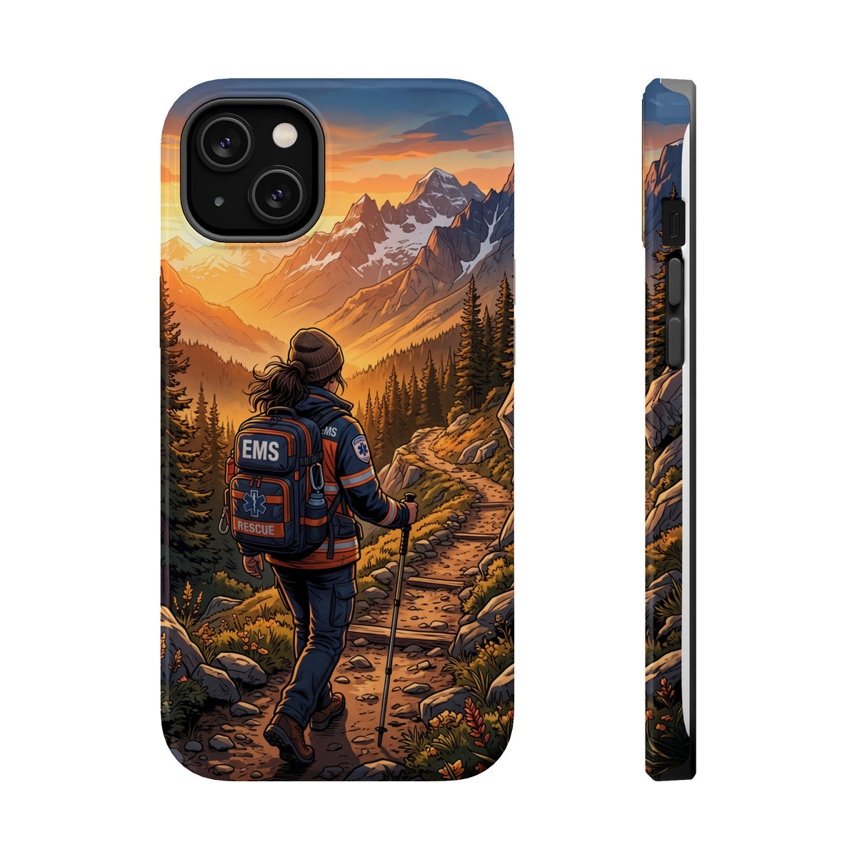 Paramedic/EMT Mountain Phone Case — Magnetic Wireless Charging Cover