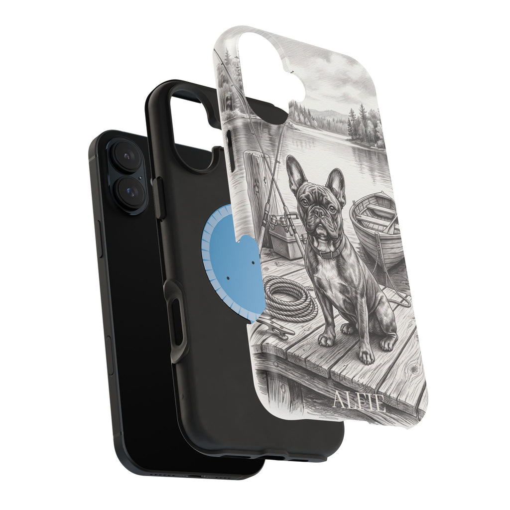 Personalized French Bulldog Lakeside Dock Phone Case — Wireless Charging Cover