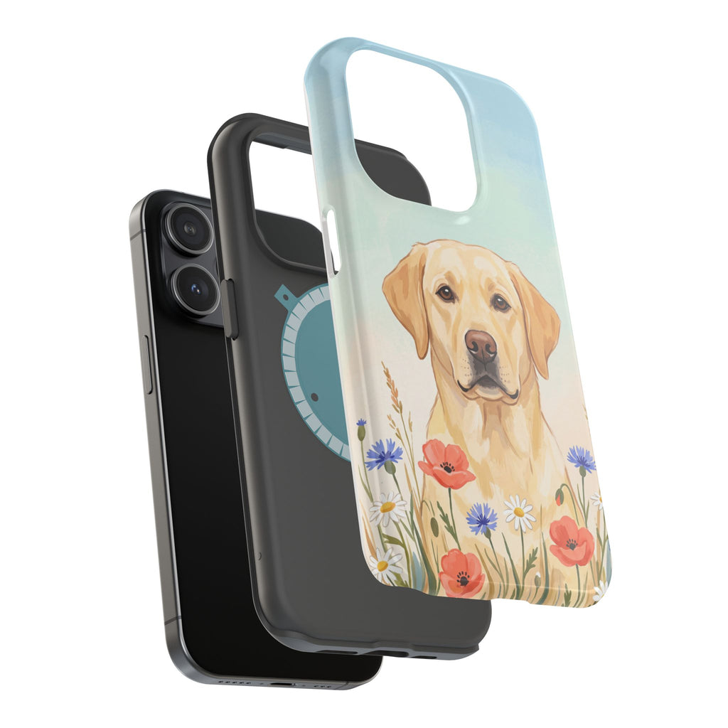 Labrador Wildflower Painting Phone Case — Tough Magnetic Case with Wireless Charging