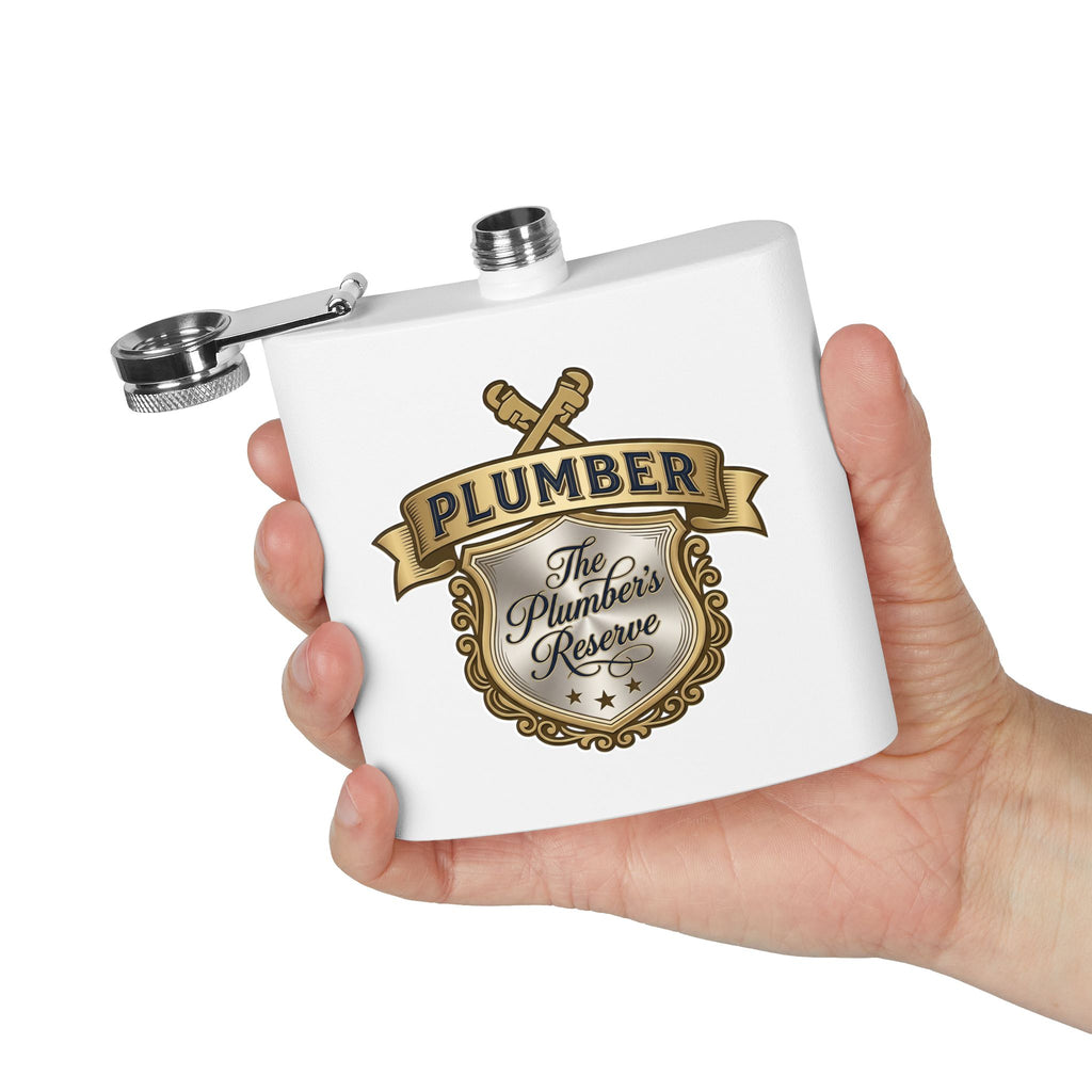 Flask — "The Plumber's Reserve" 6oz Stainless Steel Hip Flask