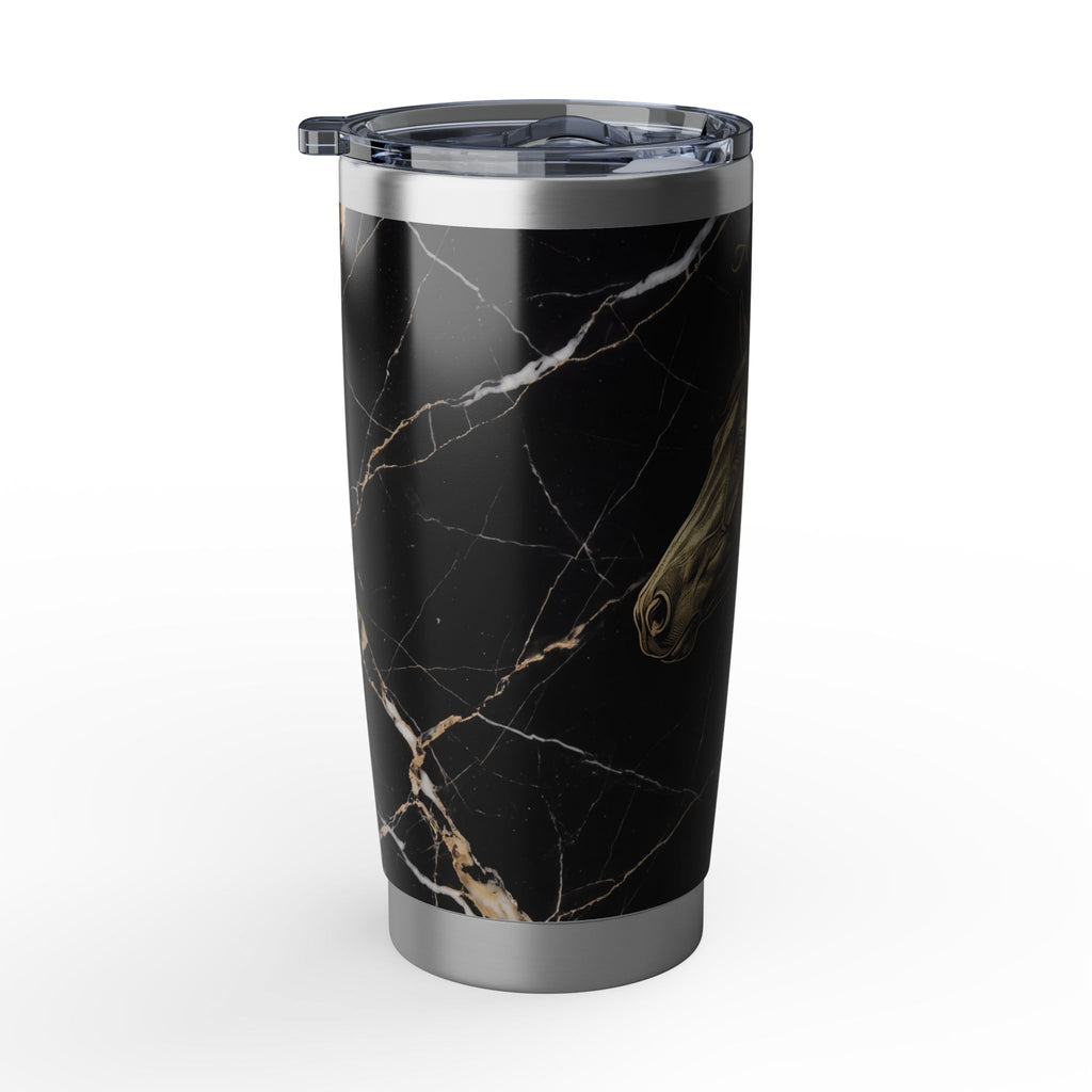 Horse Personalized Tumbler | Gold Engraved Marble Art — 20 oz Stainless Travel Mug