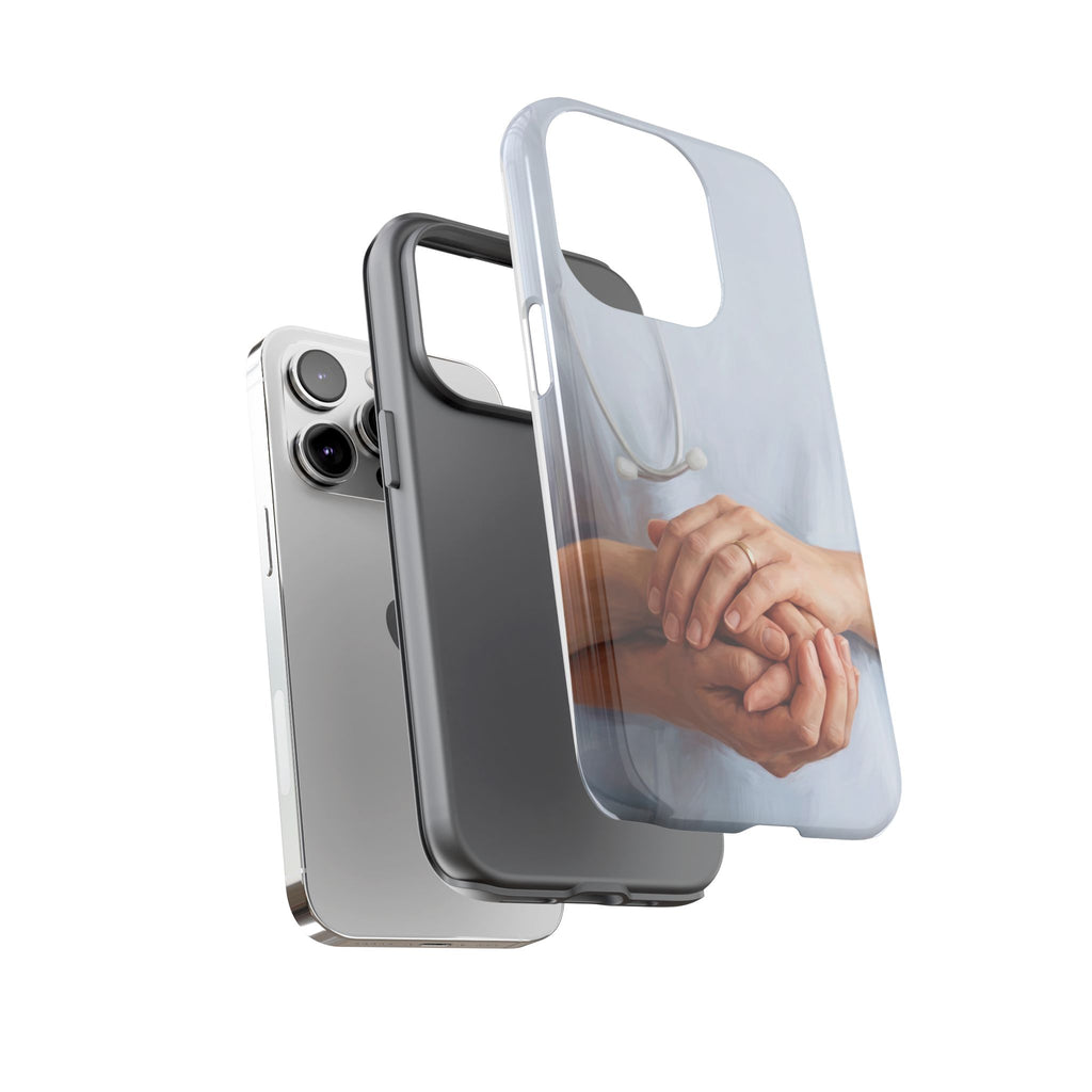Nurse's Comforting Hands Phone Case | Caring Hands & Stethoscope Illustration | iPhone & Samsung
