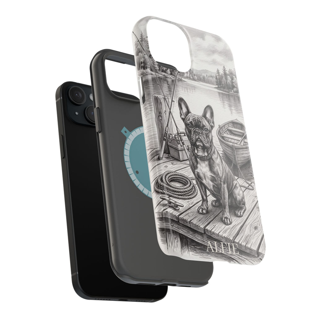 Personalized French Bulldog Lakeside Dock Phone Case — Wireless Charging Cover