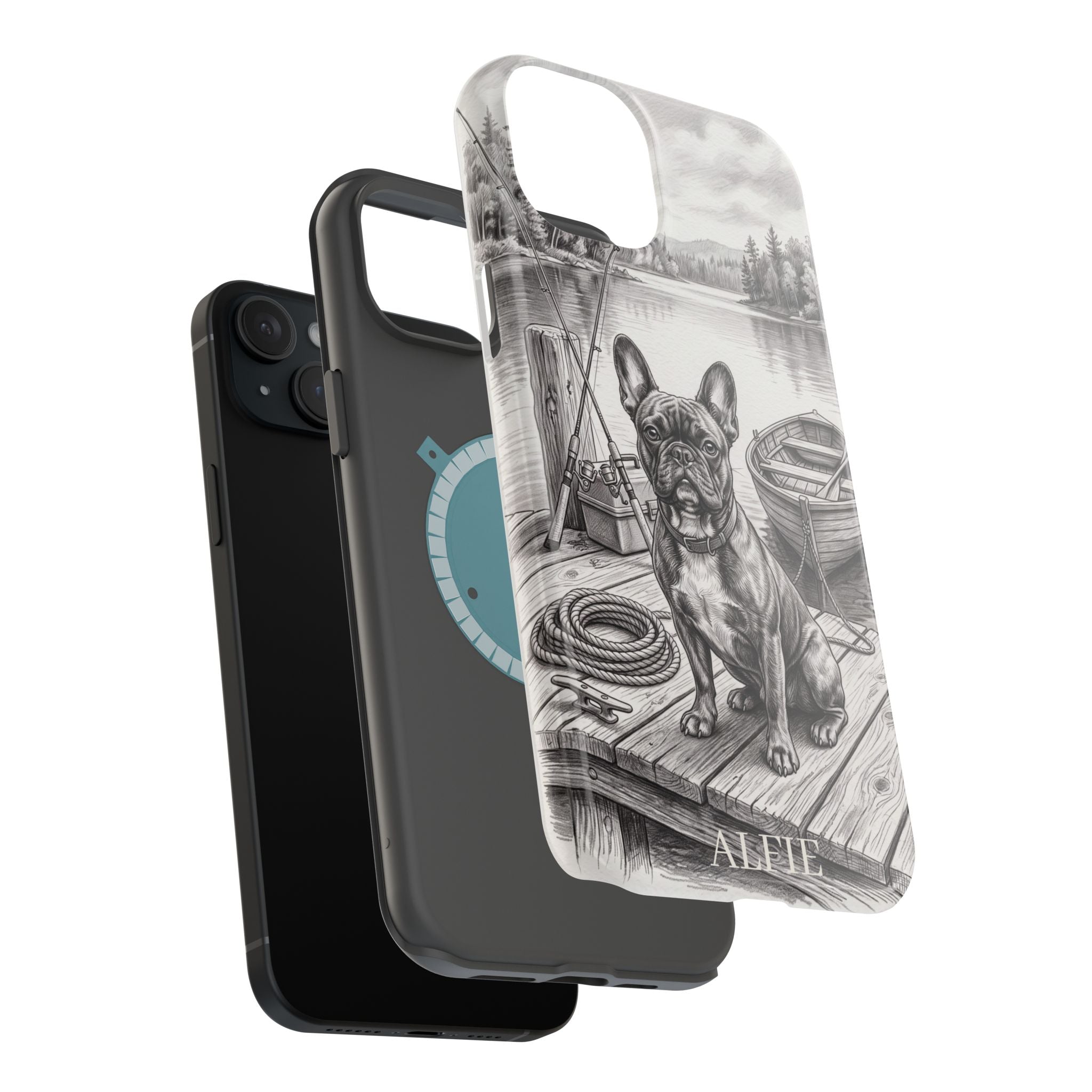 Personalized French Bulldog Lakeside Dock Phone Case — Wireless Charging Cover