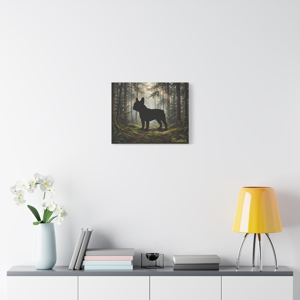 French Bulldog Silhouette Personalized Canvas | Misty Forest Wall Art