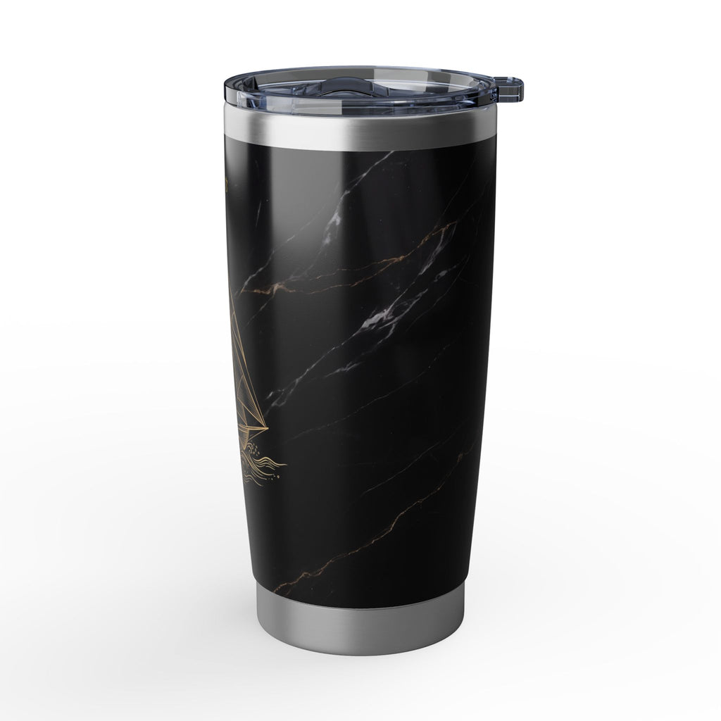 Sailing Personalized Tumbler | Gold Engraved Marble Art — 20 oz Stainless Travel Mug