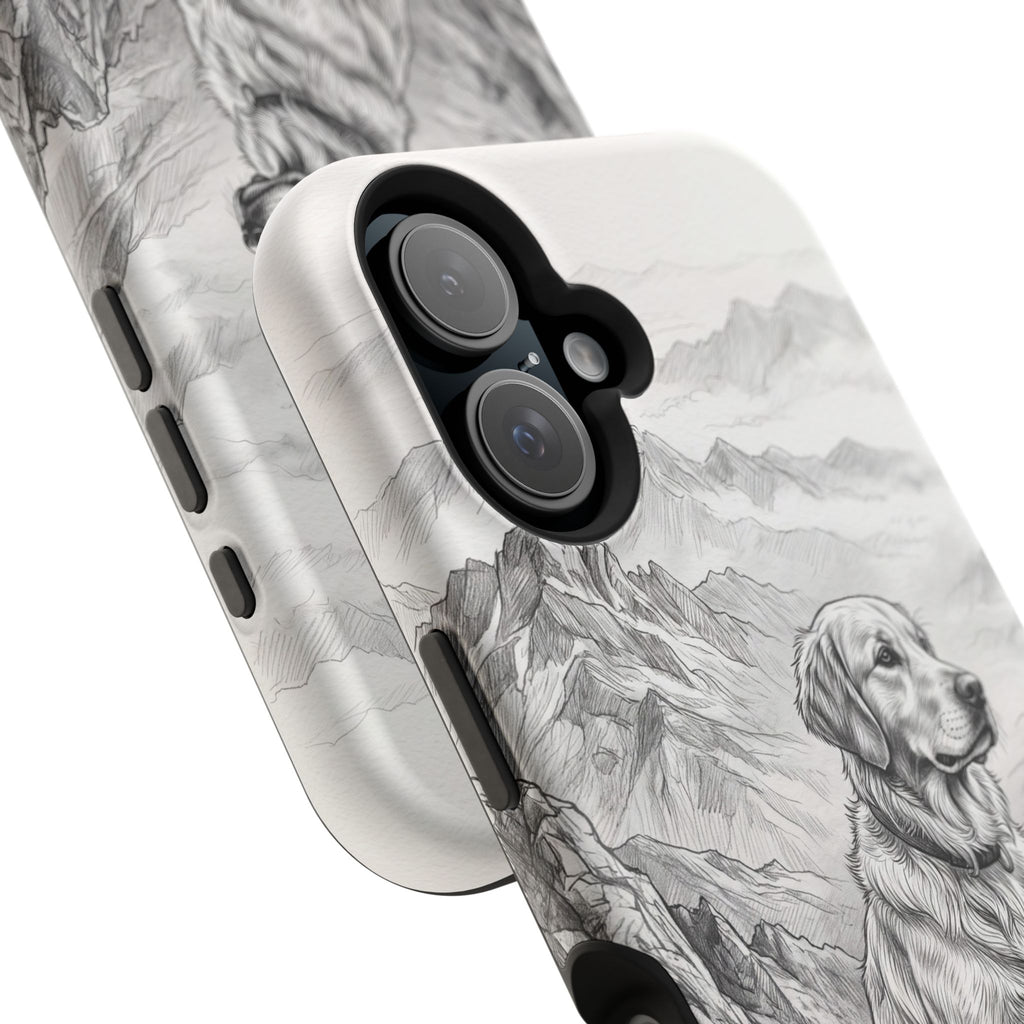 Personalized Golden Retriever Mountain Peak Phone Case — Wireless Charging Cover