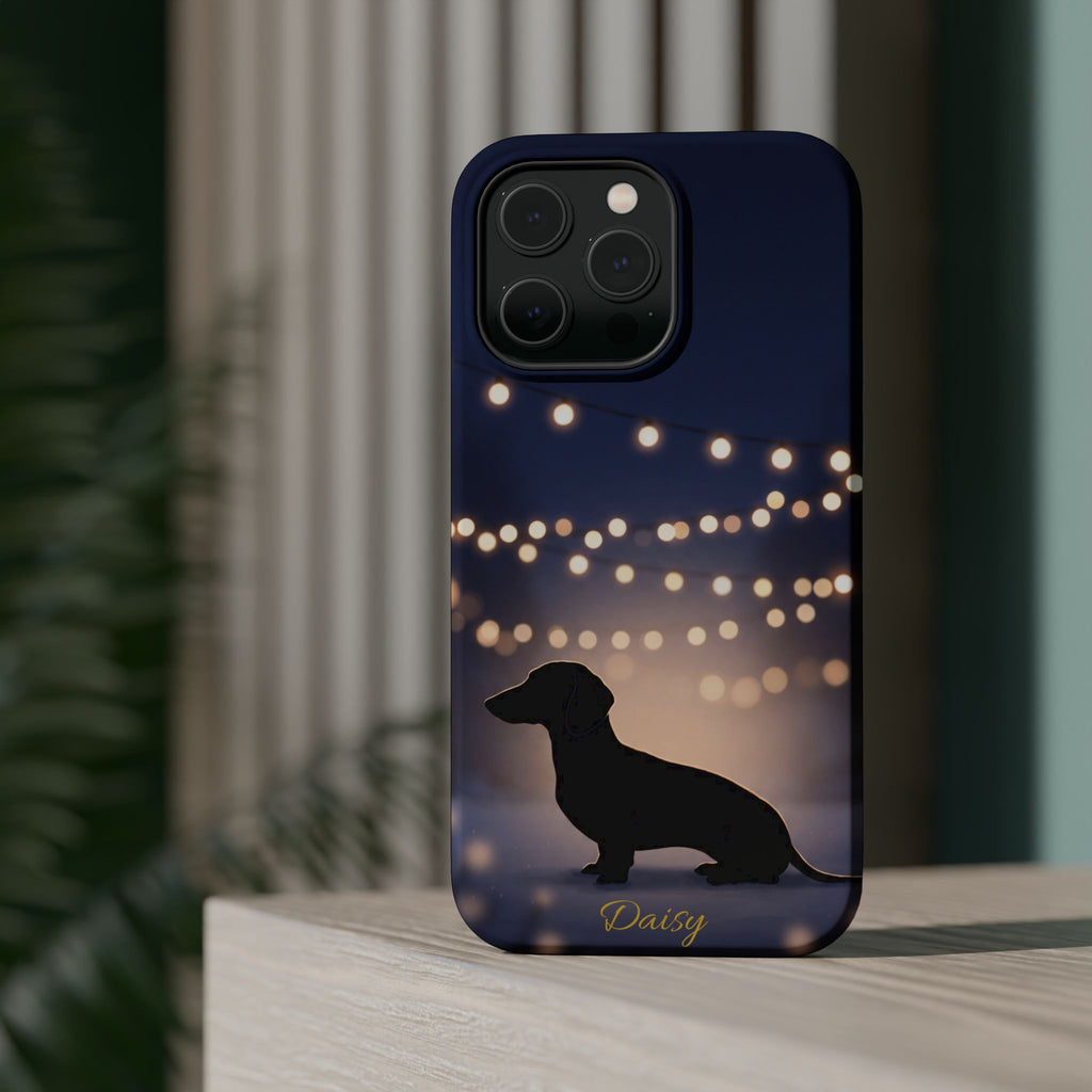 Personalized Dachshund Fairy Lights Phone Case — Wireless Charging Cover