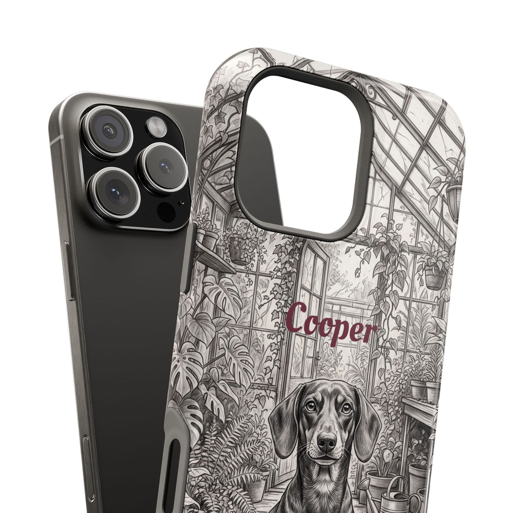 Personalized Dachshund Vintage Greenhouse Phone Case — Wireless Charging Cover