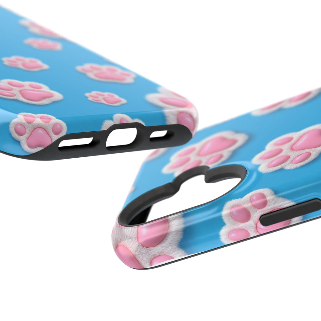 Fluffy Paw Print Phone Case | Cute 3D Pink Paw Pattern Case for Dog & Cat Lovers | iPhone & Samsung