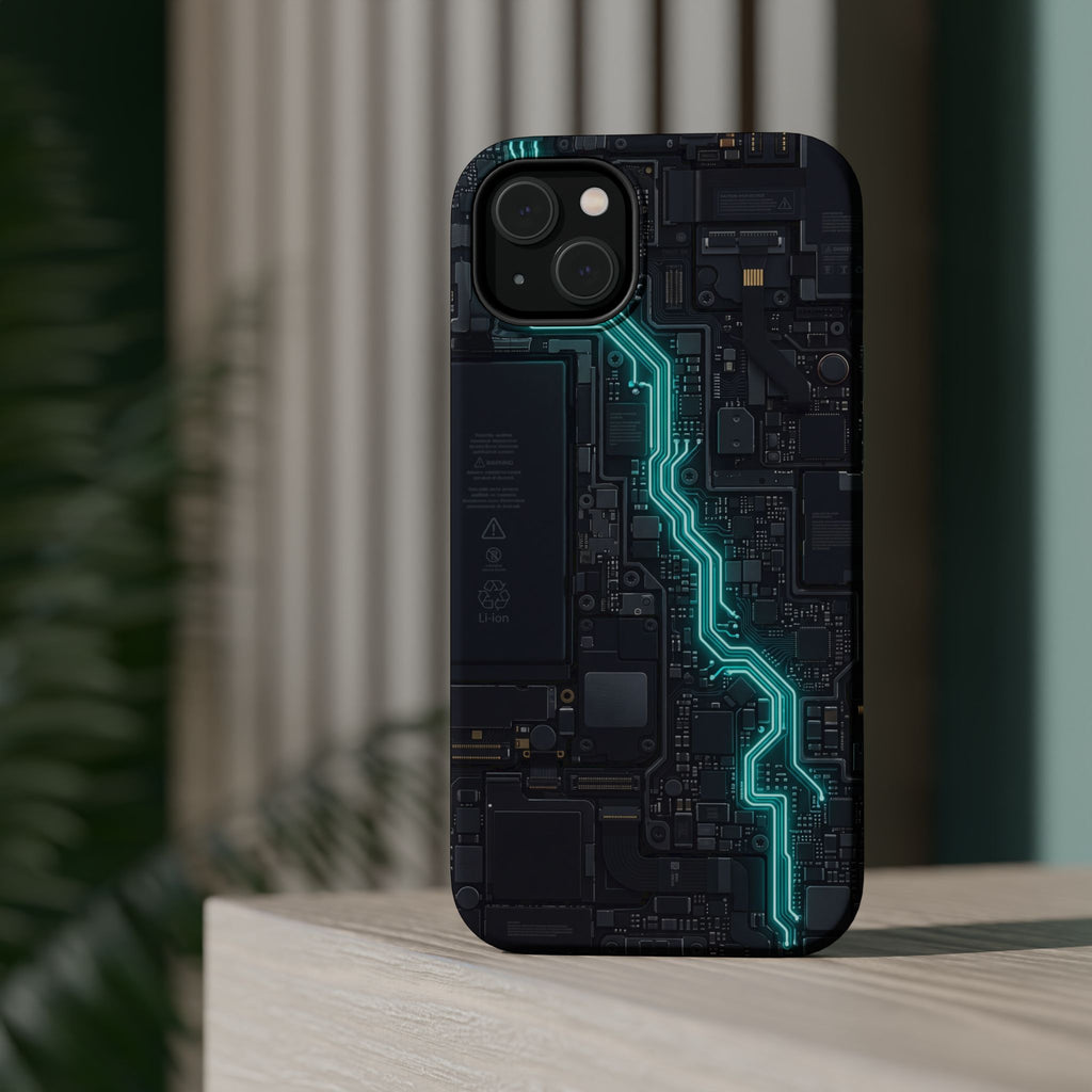 Cyan Bolt Electrician Phone Case — Electric Circuit Wireless Charging Cover
