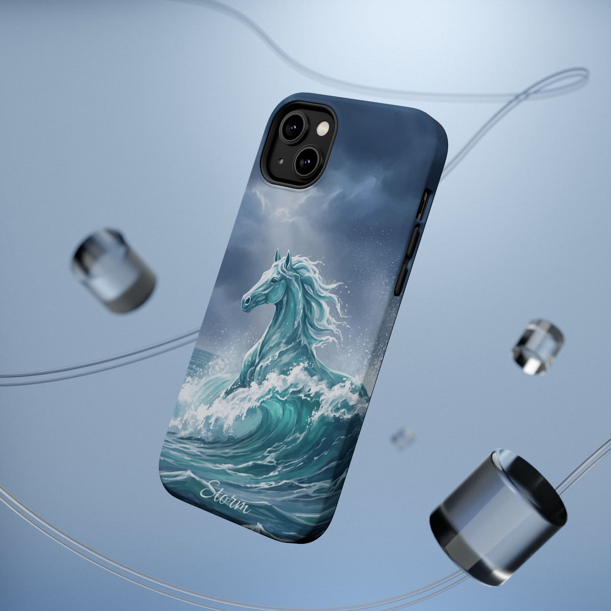Personalized Ocean Wave Horse Phone Case — Tough Magnetic Case with Wireless Charging