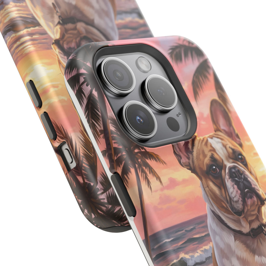 Personalized French Bulldog Beach Portrait Phone Case — Wireless Charging Cover