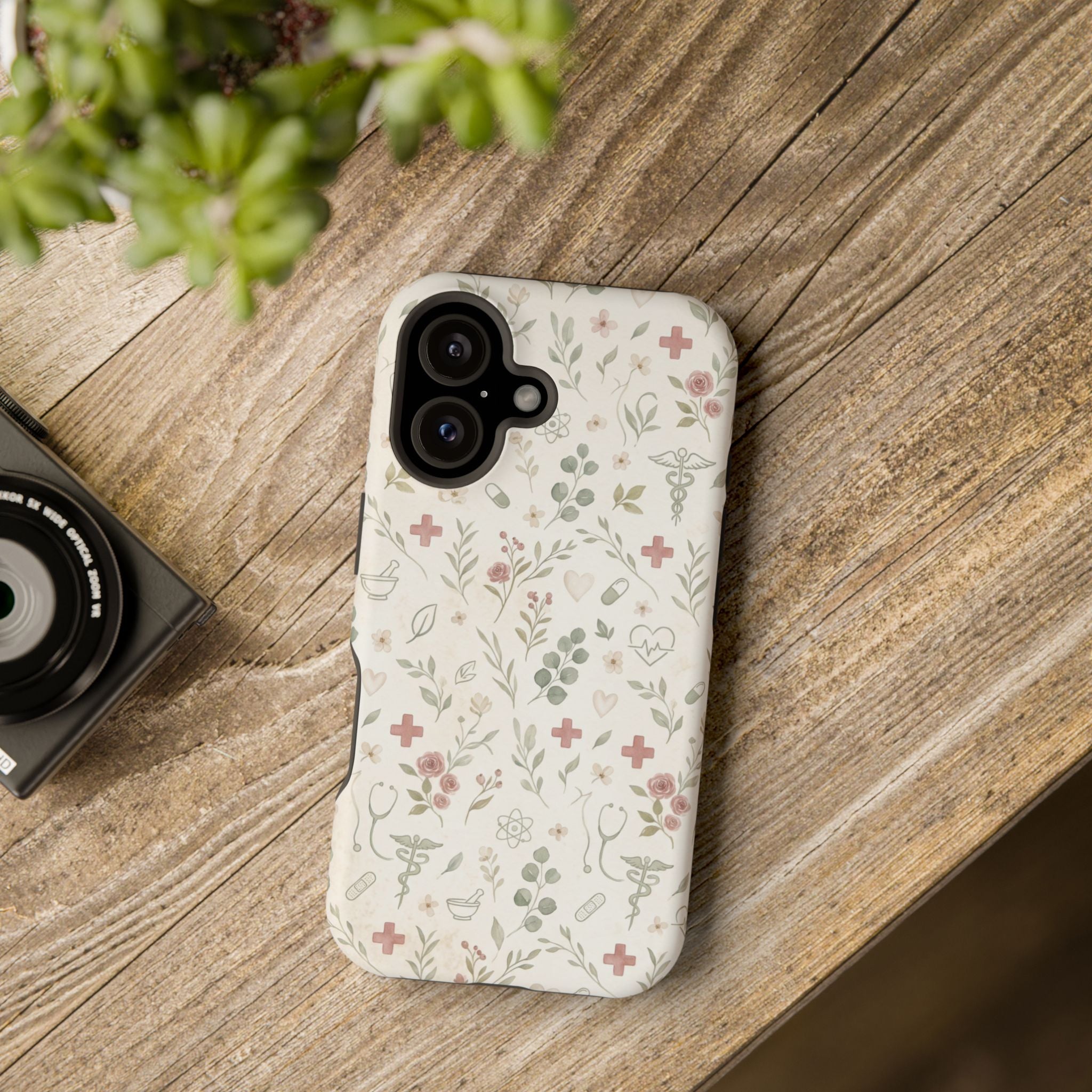 Floral Nurse Phone Case — Impact-Resistant Wireless Charging Cover