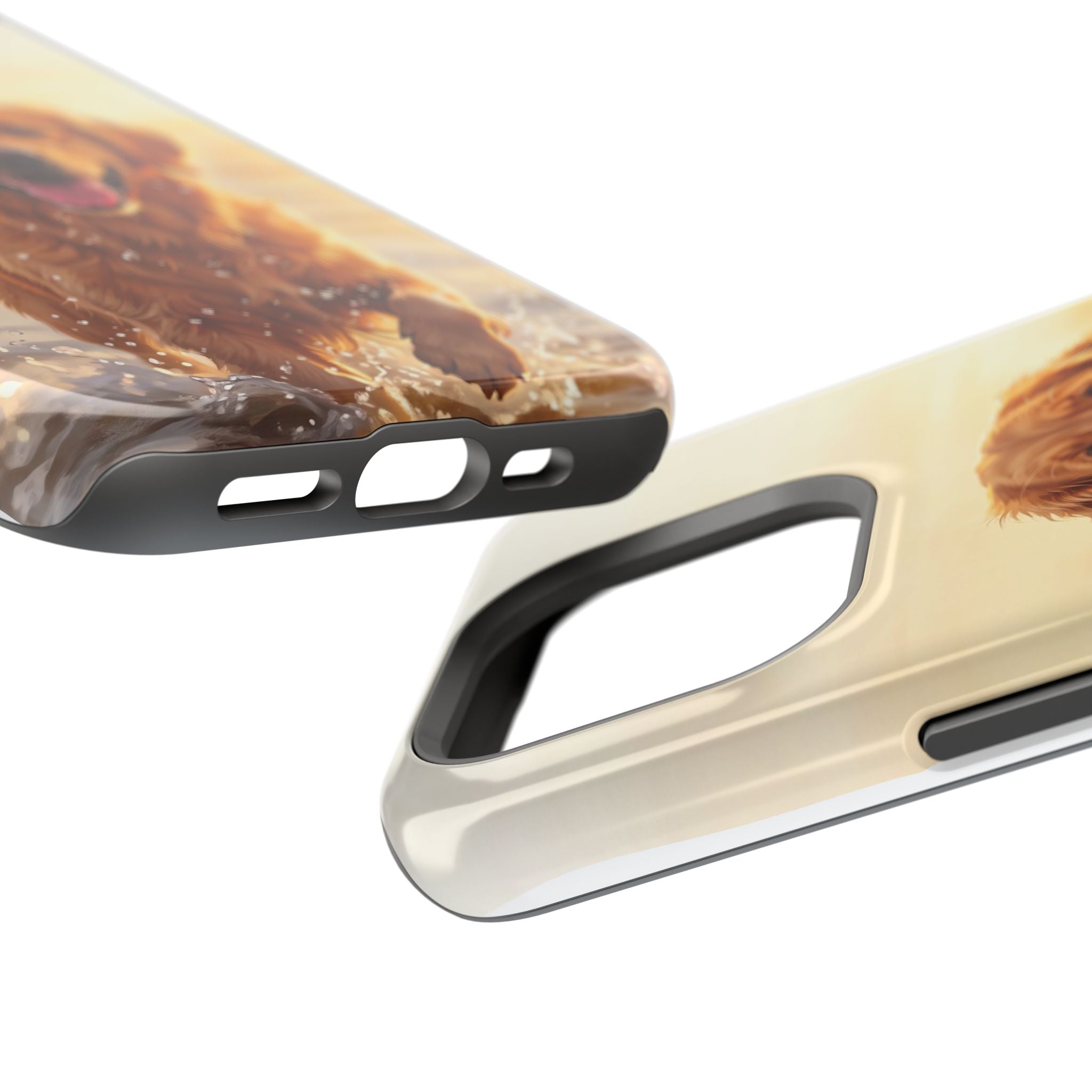 Beach Golden Retriever Phone Case — Impact-Resistant Wireless Charging Cover