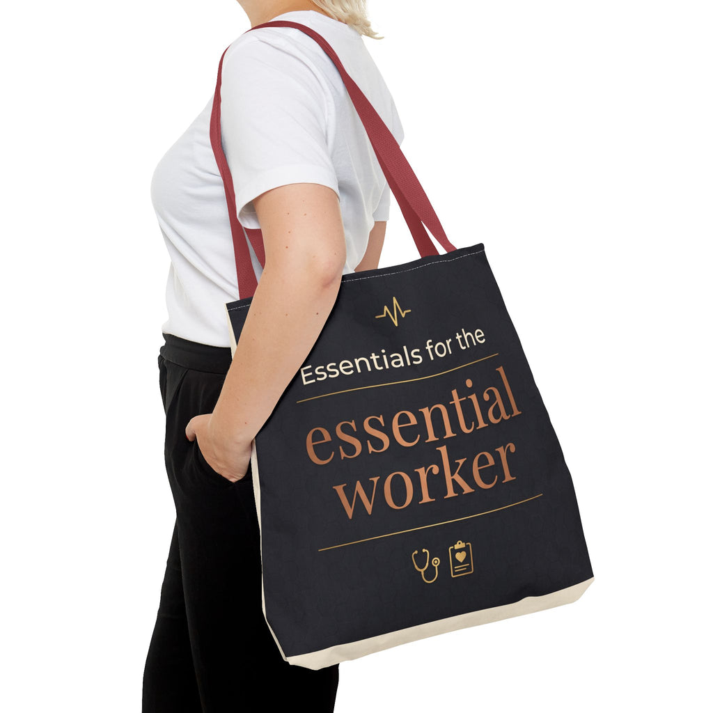 Essentials for the Essential Worker Tote | Healthcare Worker Gift Tote Bag | Nurse Doctor Appreciation Gift | Premium Polyester Carry-All