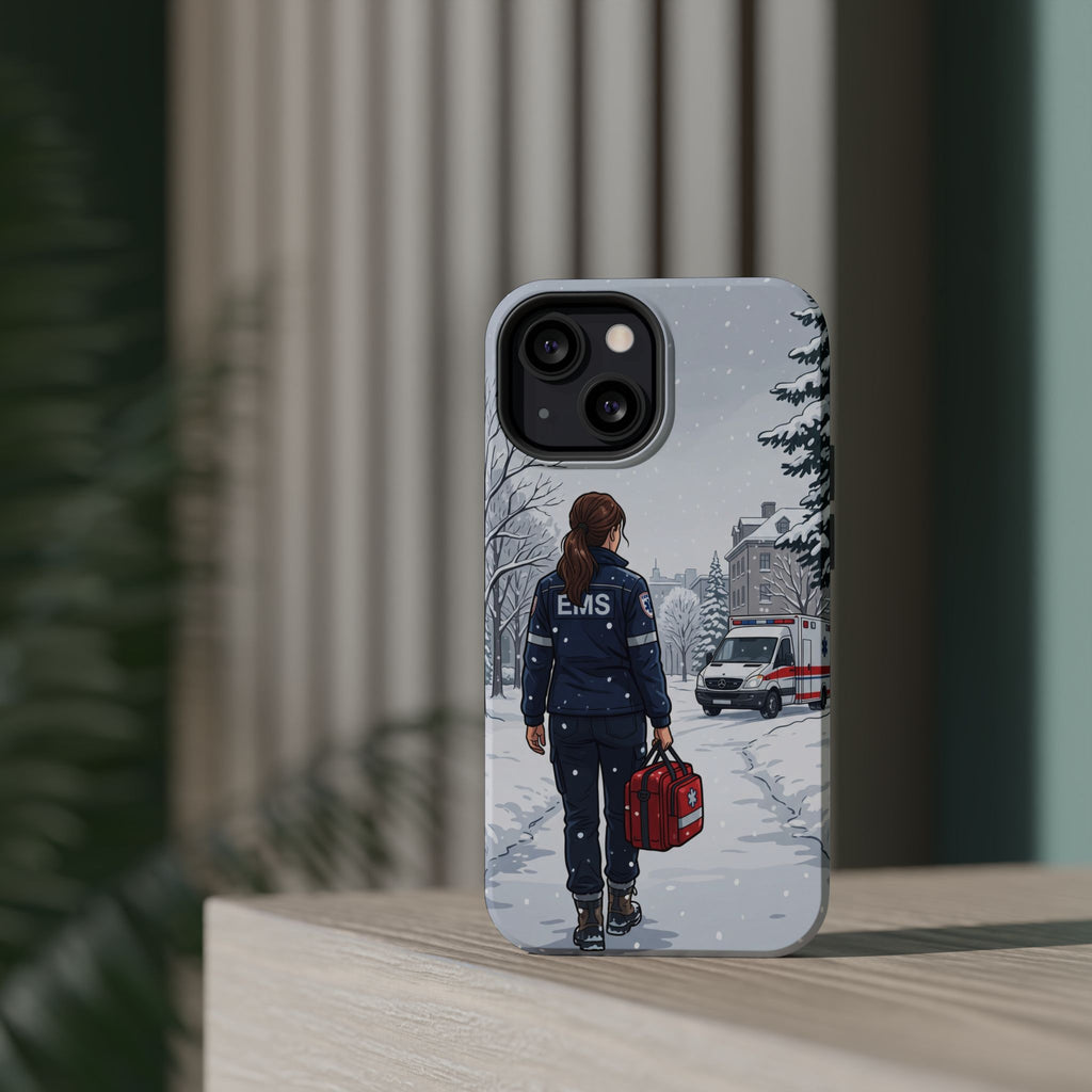 Paramedic/EMT Winter Phone Case — Magnetic Wireless Charging Cover