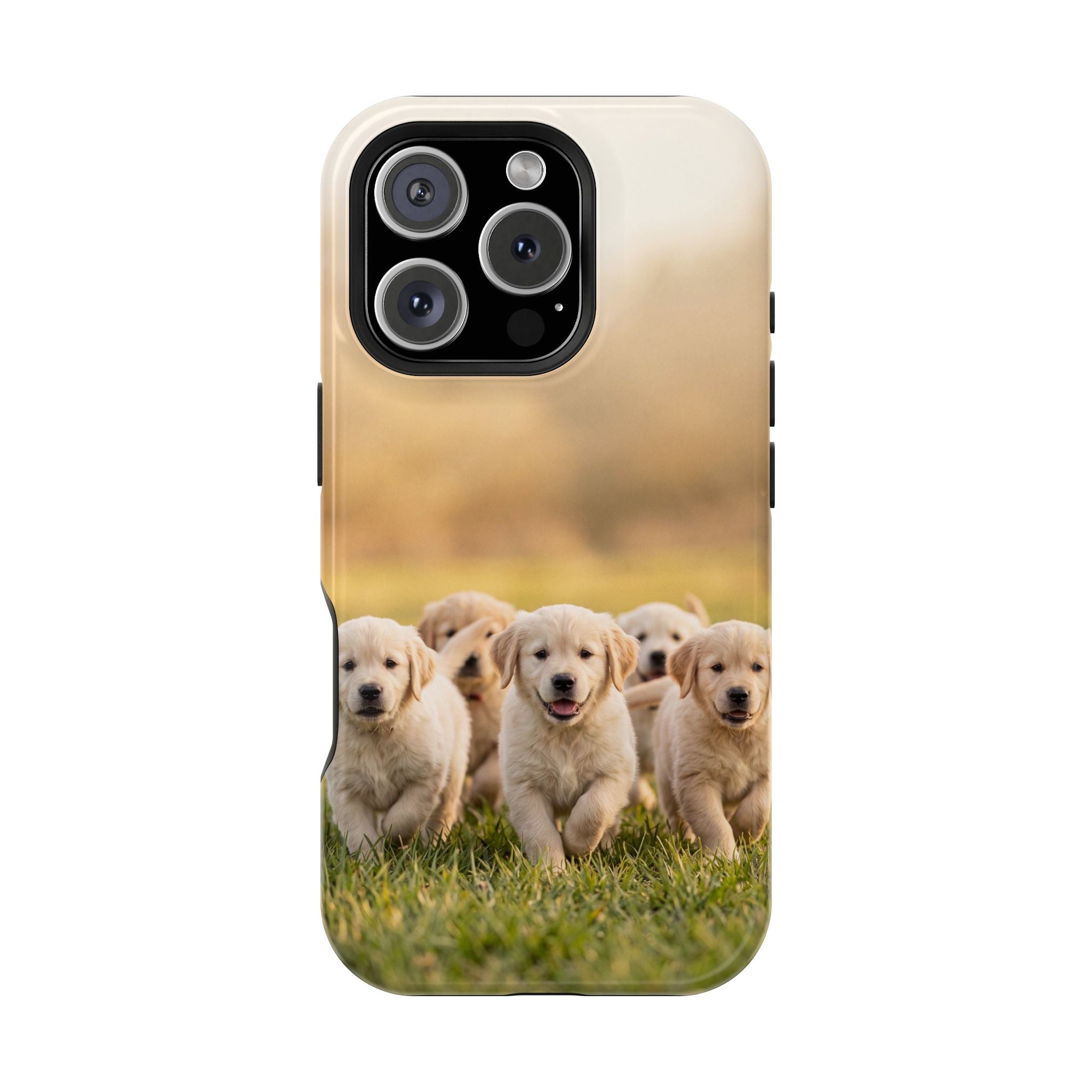 Golden Retriever Puppies Phone Case — Impact-Resistant Wireless Charging Cover