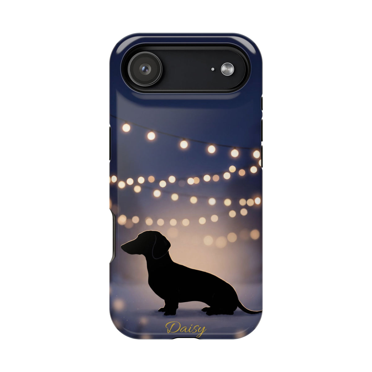 Personalized Dachshund Fairy Lights Phone Case — Wireless Charging Cover