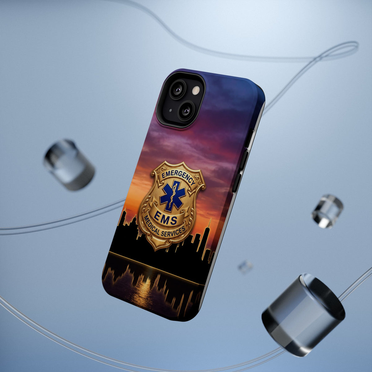 EMS Badge Sunset Skyline Phone Case — Magnetic Wireless Charging Cover