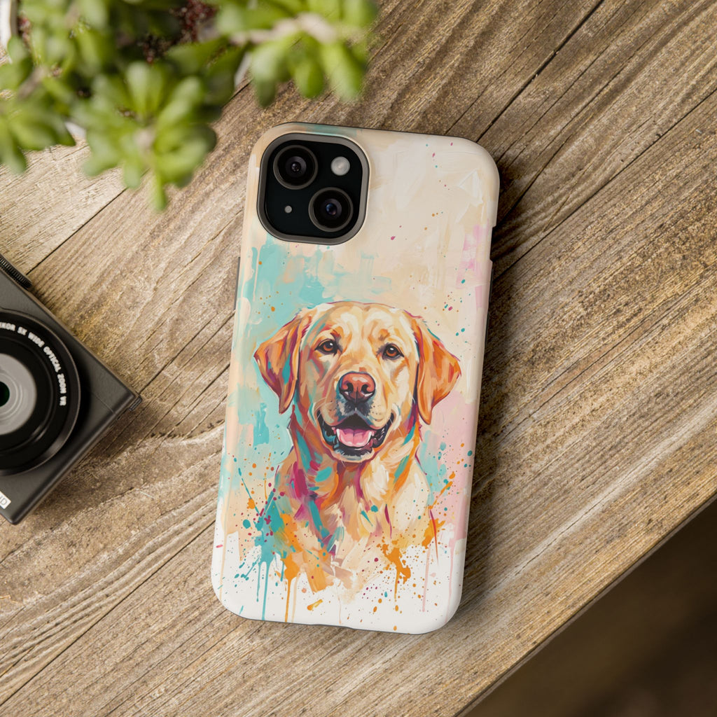 Yellow Labrador Colour Splash Phone Case — Tough Magnetic Case with Wireless Charging