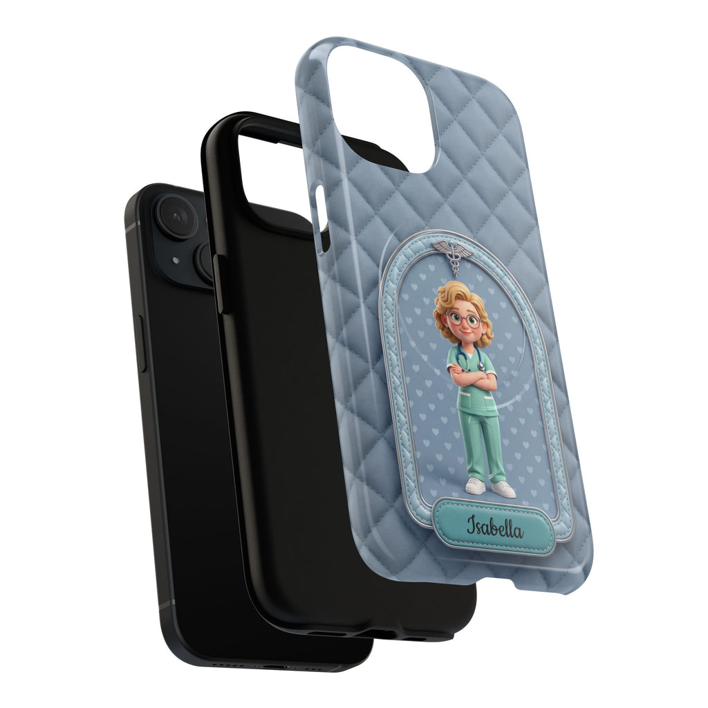 Personalized Nurse Phone Case | Quilted Badge Design, Custom Name iPhone Case