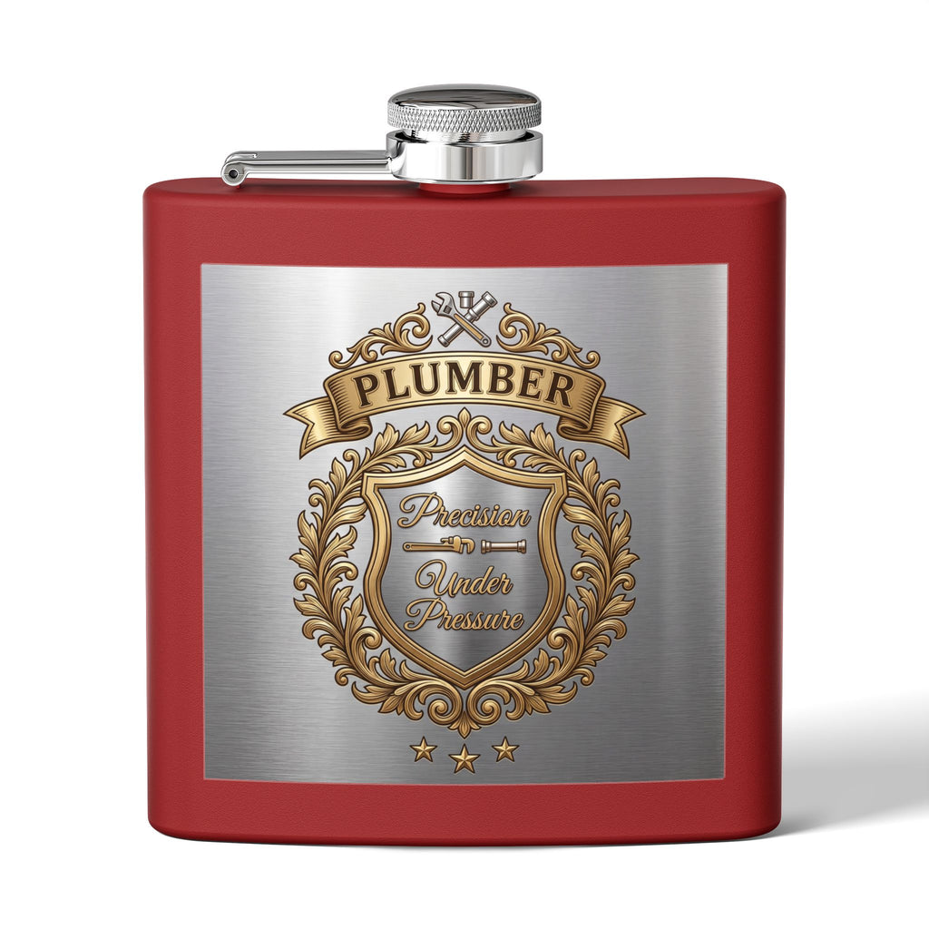 Flask — "Plumber: Precision Under Pressure" 6oz Stainless Steel Hip Flask