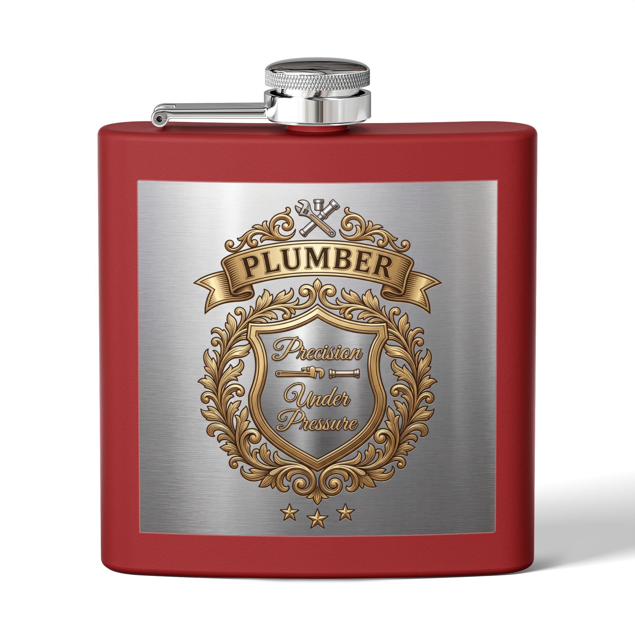 Flask — "Plumber: Precision Under Pressure" 6oz Stainless Steel Hip Flask