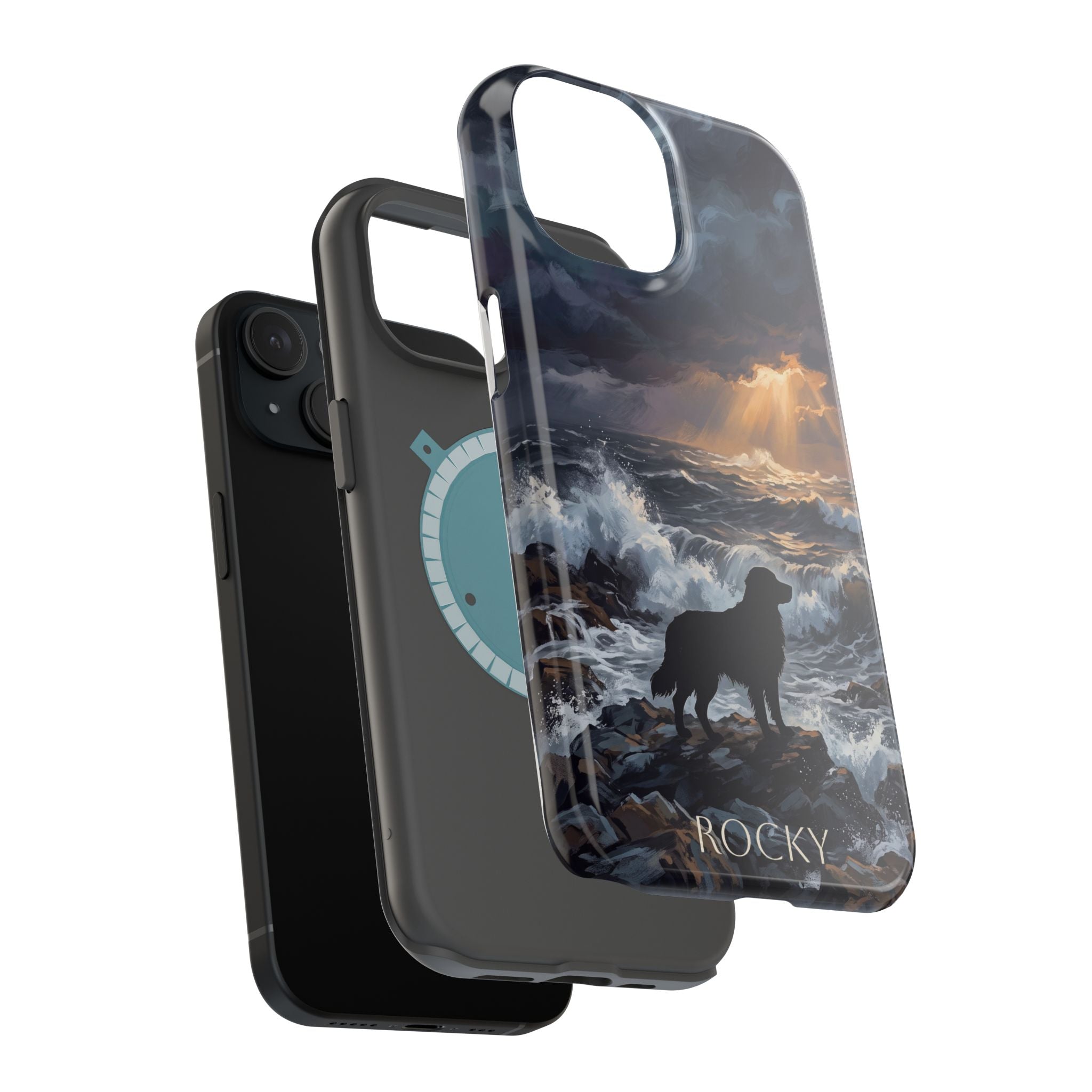 Personalized Golden Retriever Stormy Sea Phone Case — Wireless Charging Cover