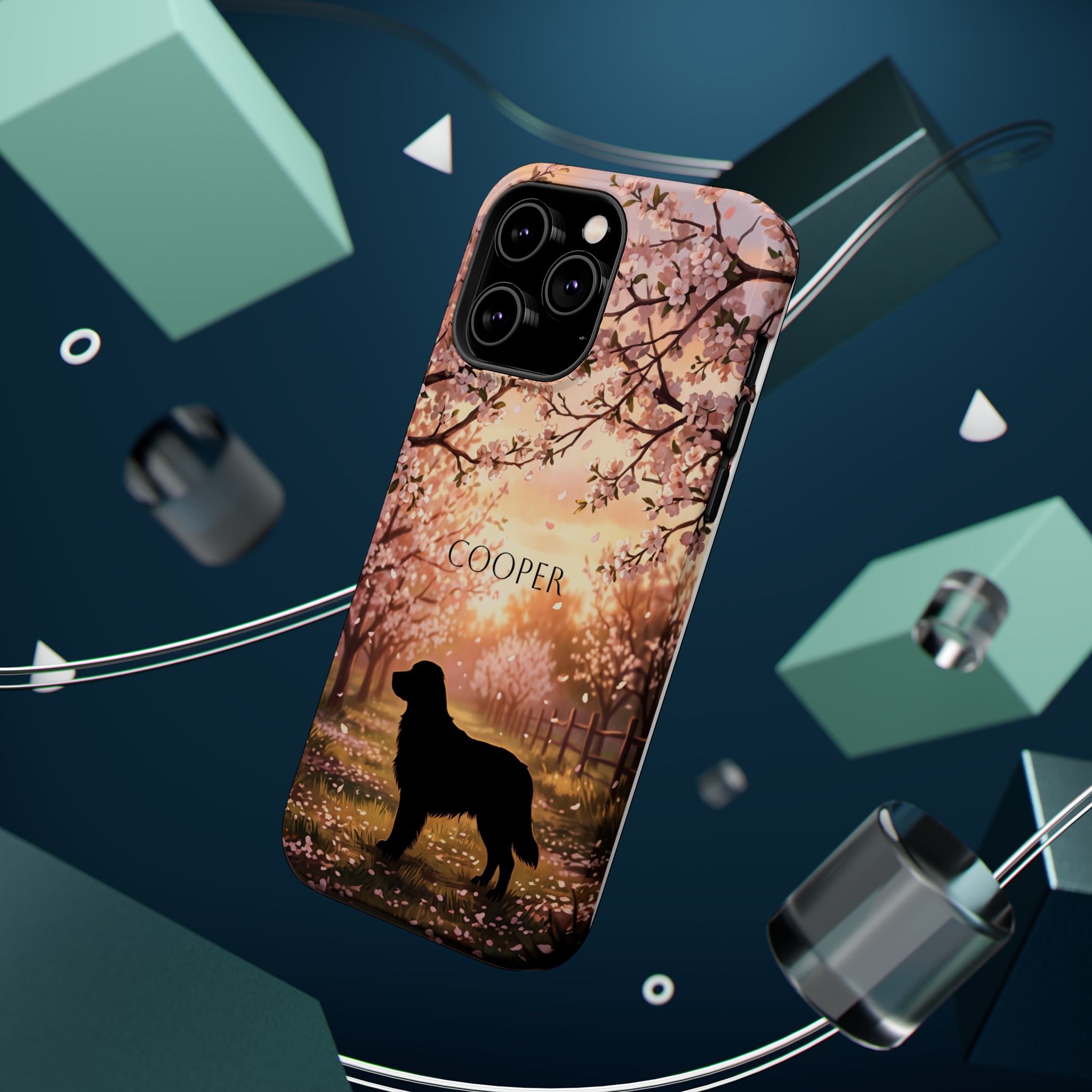 Personalized Golden Retriever Autumn Forest Phone Case — Wireless Charging Cover