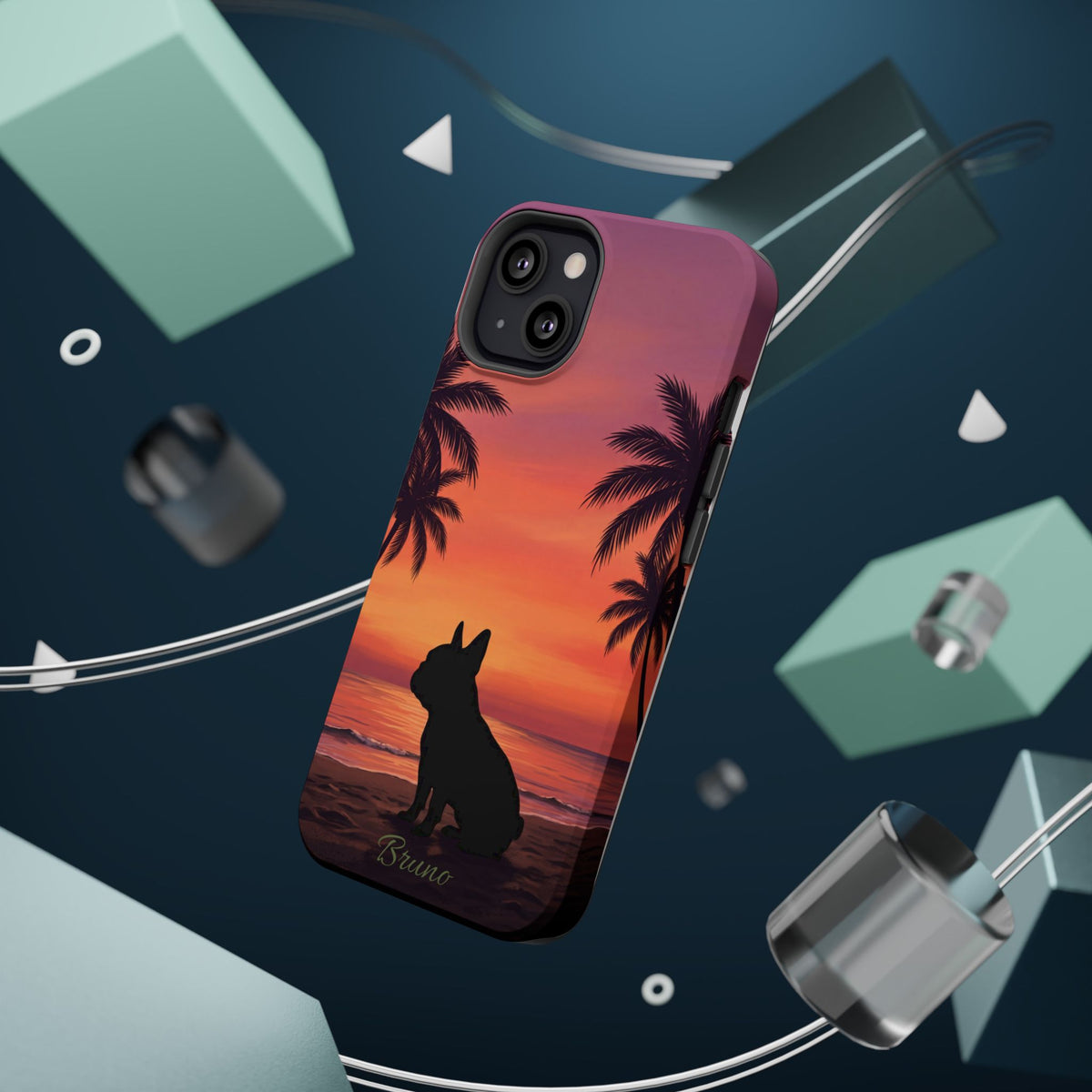 Personalized French Bulldog Tropical Beach Phone Case — Wireless Charging Cover