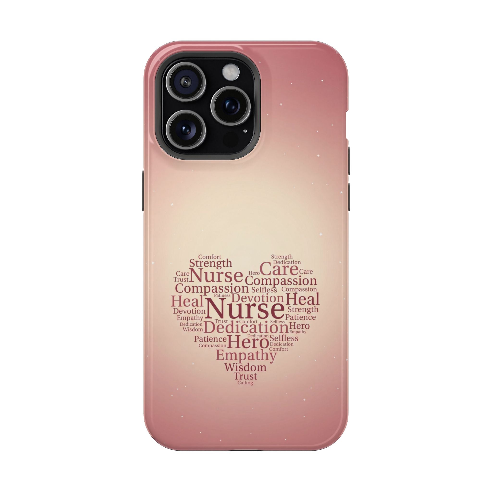 Nurse Heart Word Art Phone Case — Impact-Resistant Wireless Charging Cover