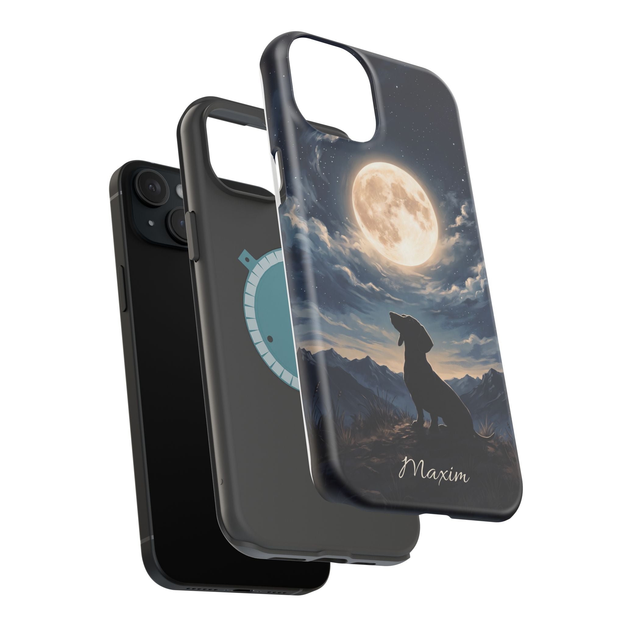Personalized Dachshund Moonlight Phone Case — Wireless Charging Cover
