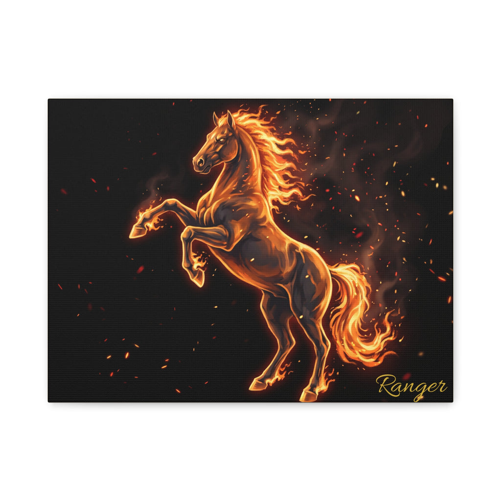 Horse Personalized Canvas | Fire and Embers Rearing Horse Wall Art