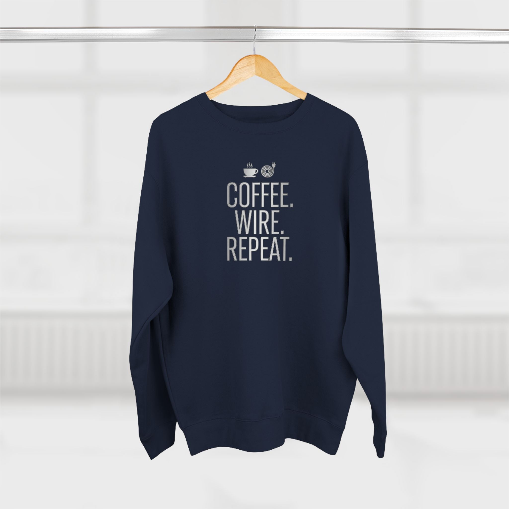 Coffee Wire Repeat Electrician Sweatshirt | Funny Electrician Gift Crewneck
