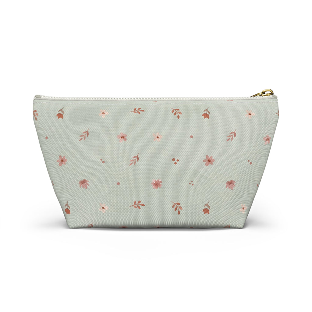 Teacher Floral Watercolor Accessory Pouch — T-Bottom Zipper Bag