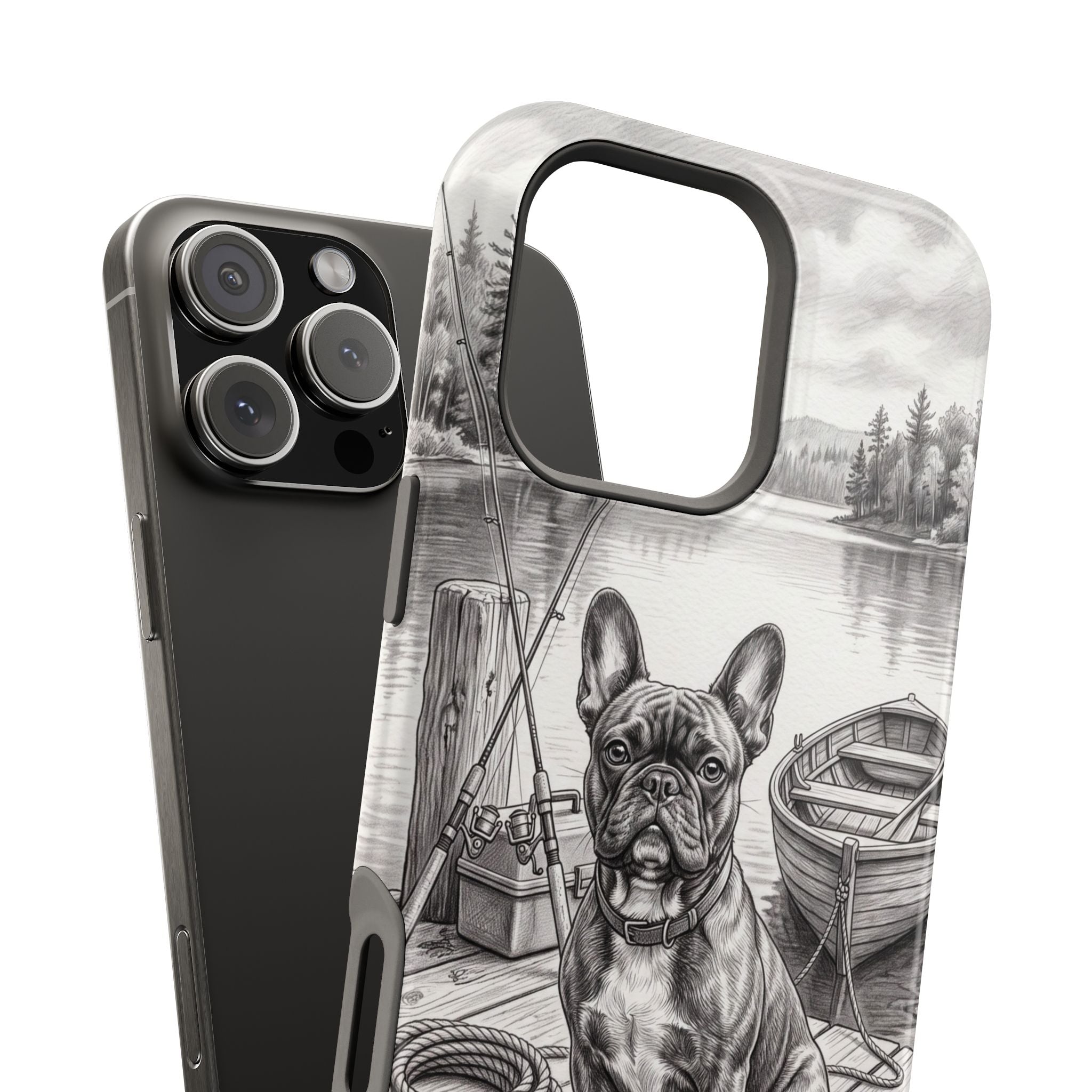 Personalized French Bulldog Lakeside Dock Phone Case — Wireless Charging Cover