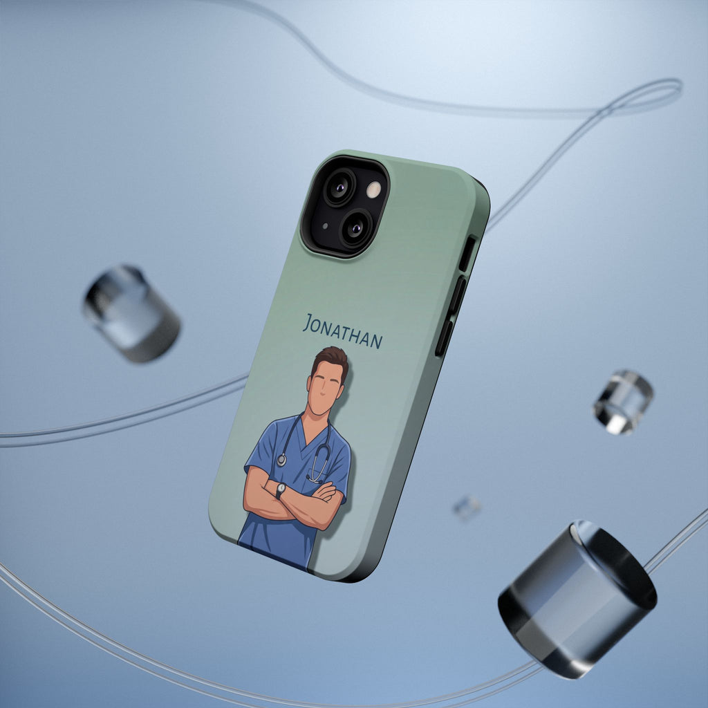 Personalized Nurse Portrait Phone Case — Impact-Resistant Wireless Charging Cover