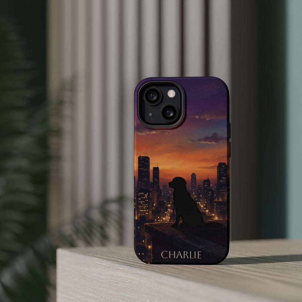 Personalized Golden Retriever City Skyline Phone Case — Wireless Charging Cover