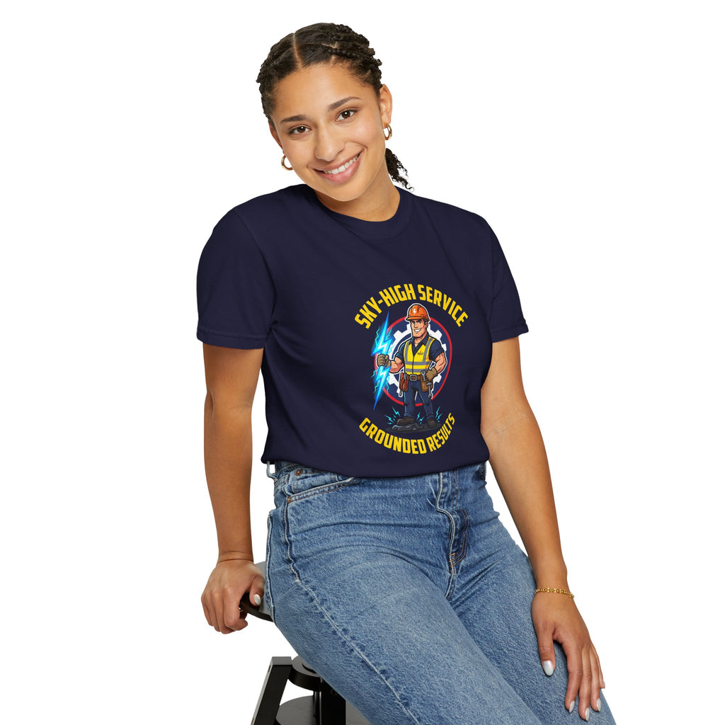 Sky-High Service Grounded Results Electrician T-Shirt