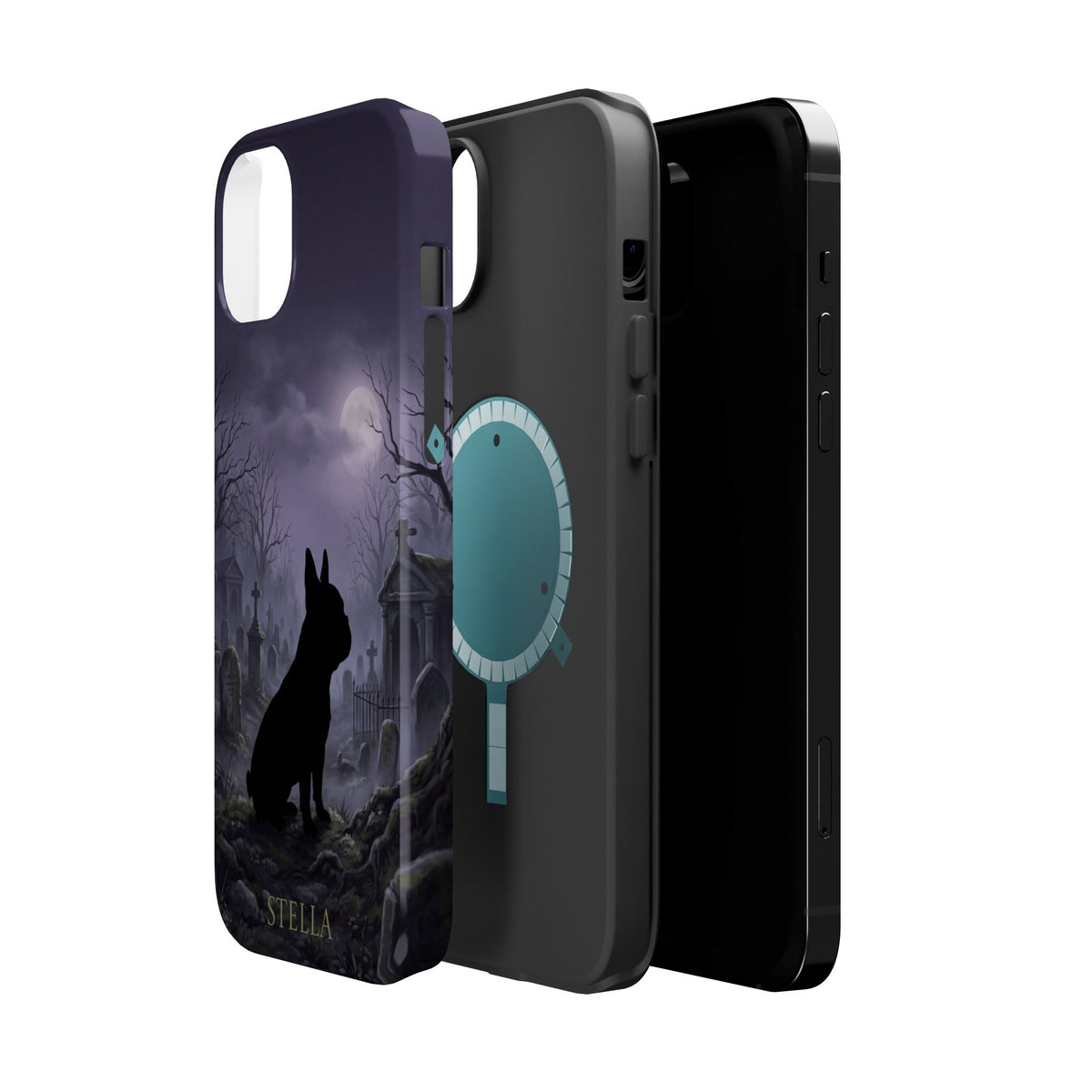 Personalized French Bulldog Moonlit Graveyard Phone Case — Wireless Charging Cover
