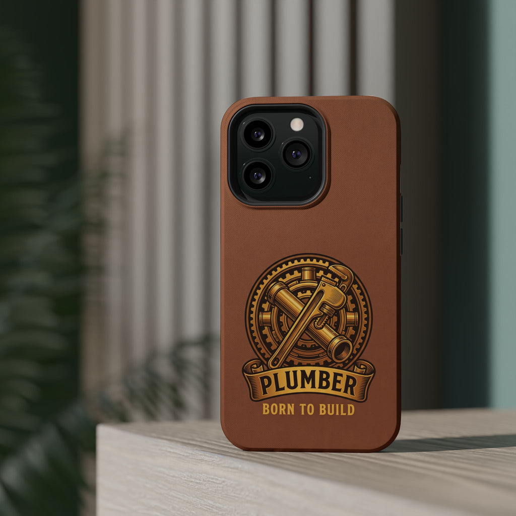 Plumber Born to Build Phone Case — Badge Wireless Charging Cover