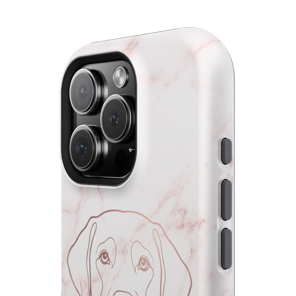 Personalized Rose Gold Marble Labrador Phone Case — Tough Magnetic Case with Wireless Charging