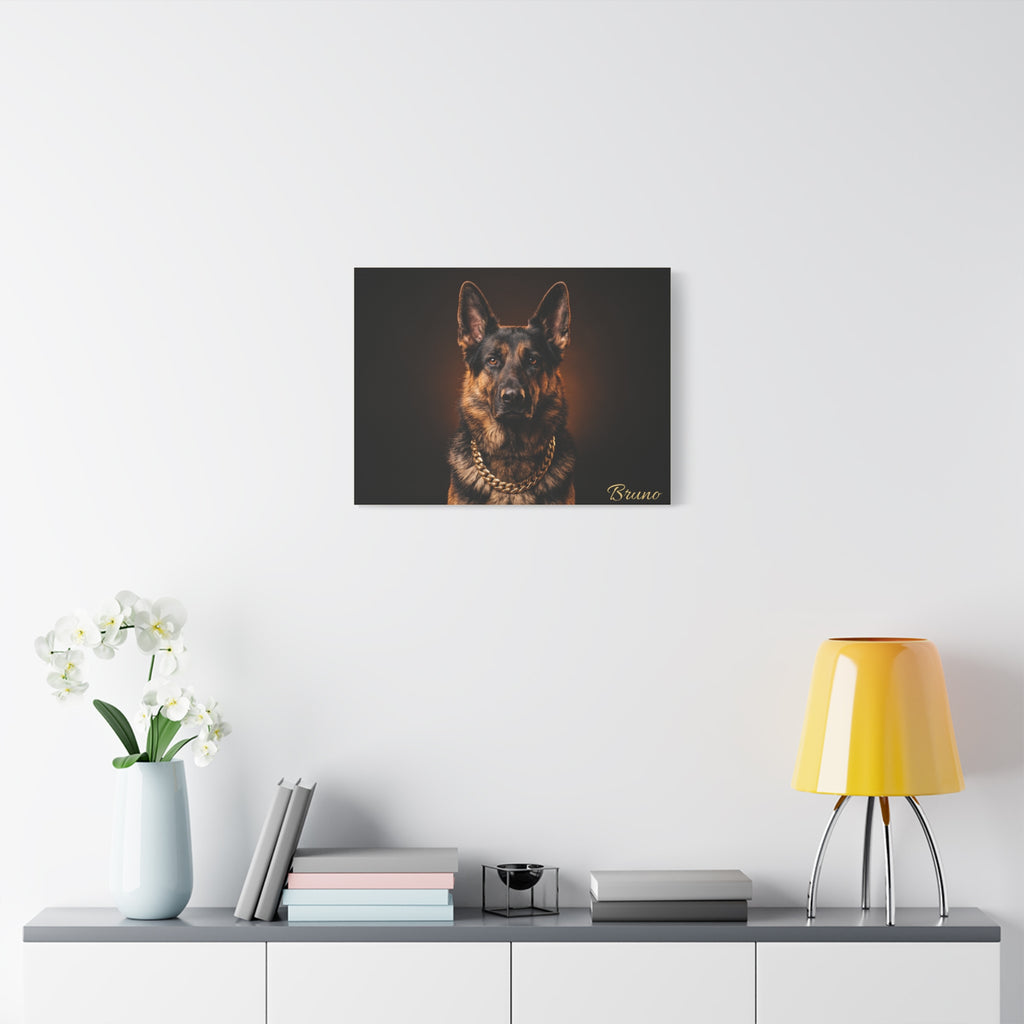 German Shepherd Personalized Canvas | Gold Chain Boss Dog Wall Art