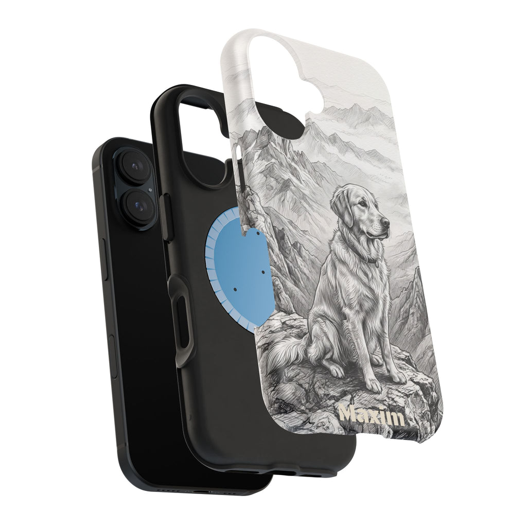 Personalized Golden Retriever Mountain Peak Phone Case — Wireless Charging Cover