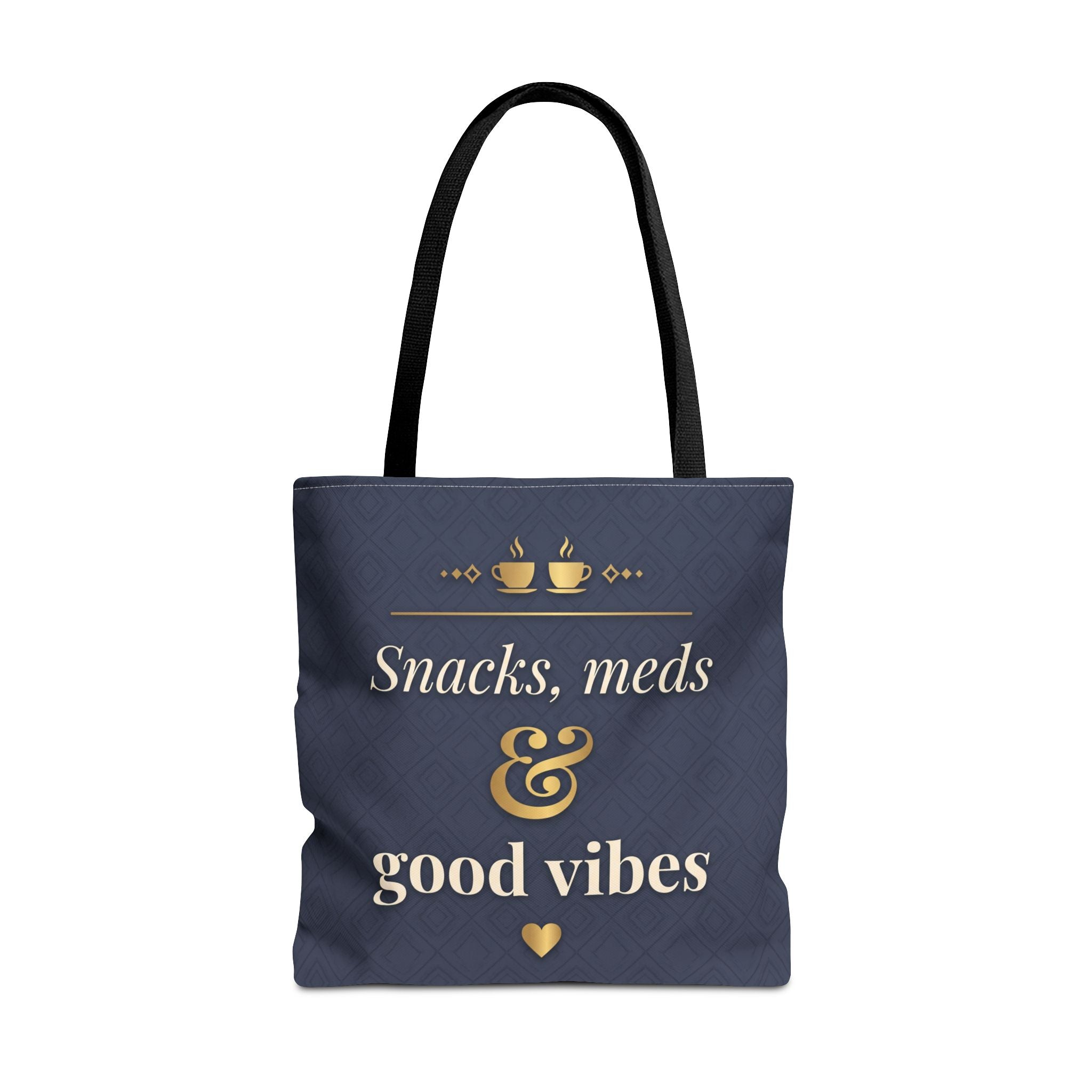 Snacks Meds & Good Vibes Tote | Funny Nurse Gift Tote Bag | Healthcare Worker Humour Gift | Premium Polyester Carry-All