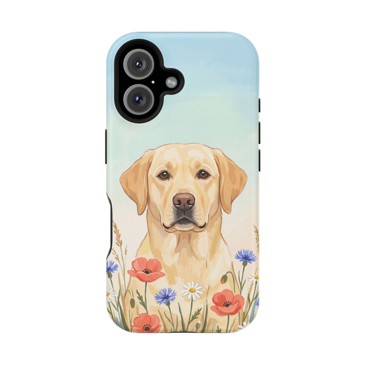 Labrador Wildflower Painting Phone Case — Tough Magnetic Case with Wireless Charging